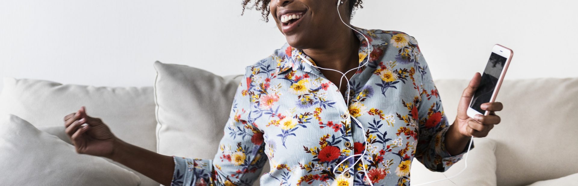Woman loving life while listening to music