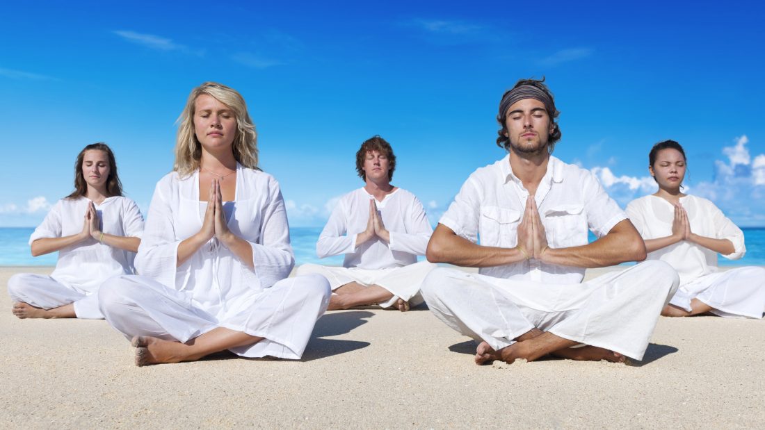 People pausing, meditating and focusing on their selves