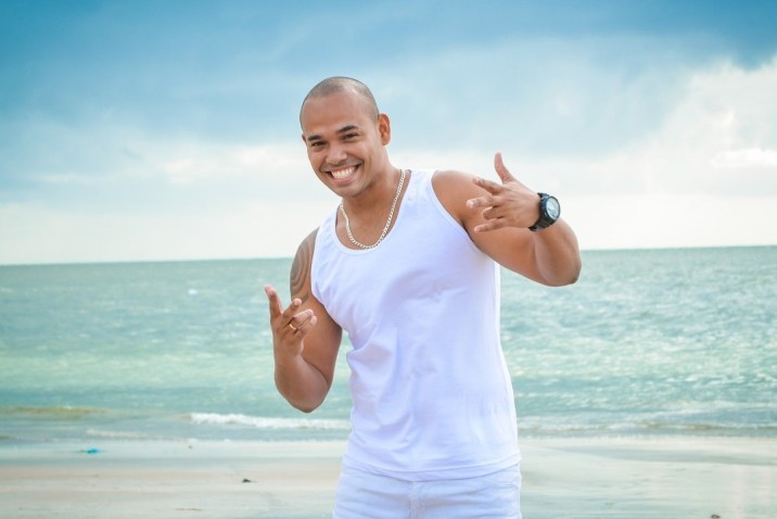 happy man on a beach
