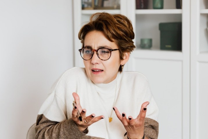 Menopausal woman looking confused